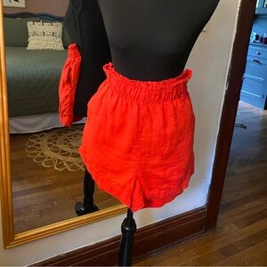 Tomato Red HM shorts…2” elastic waist band…size S…13”L…pockets…
